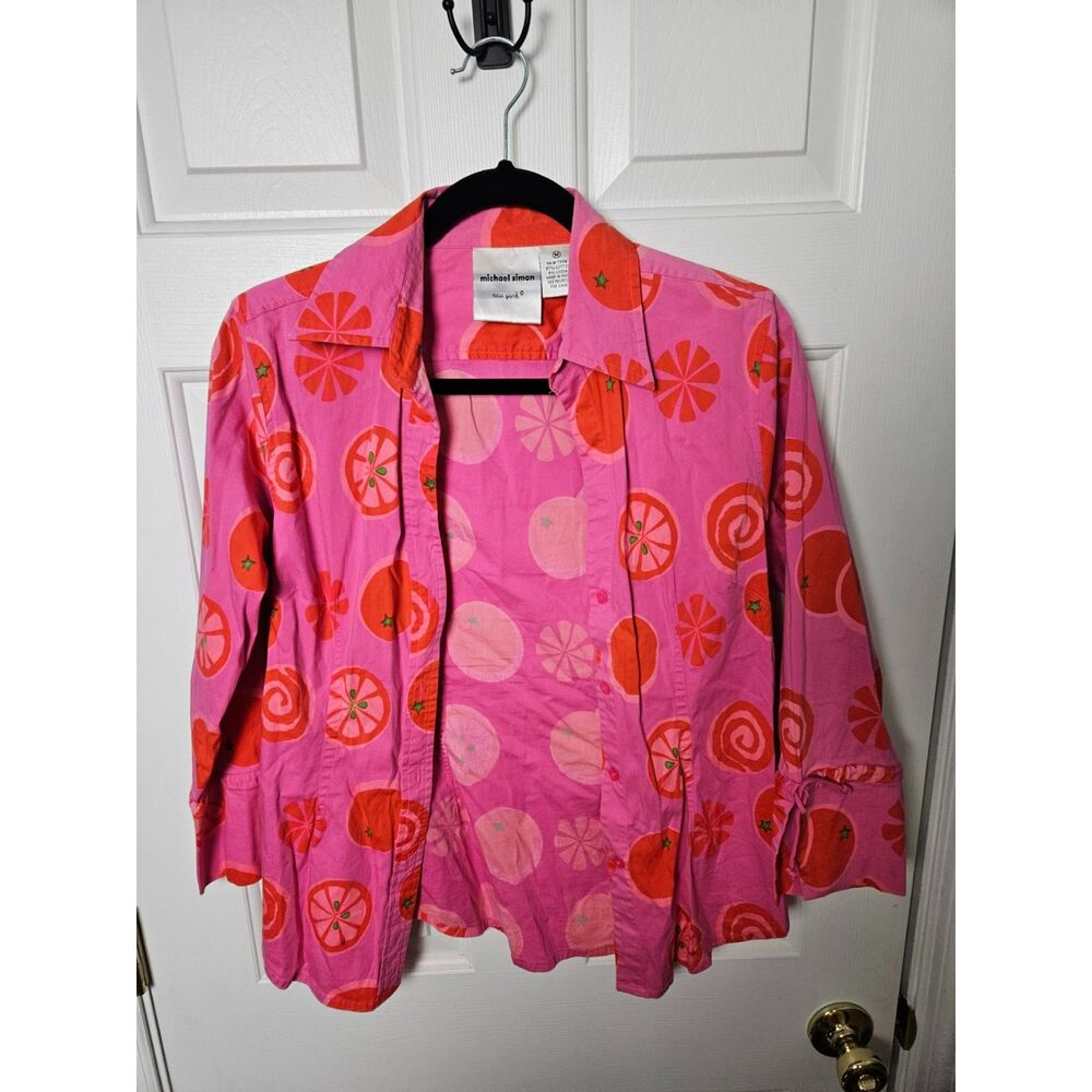 Michael Simon Size Medium Button Up Shirt Pink - image 1